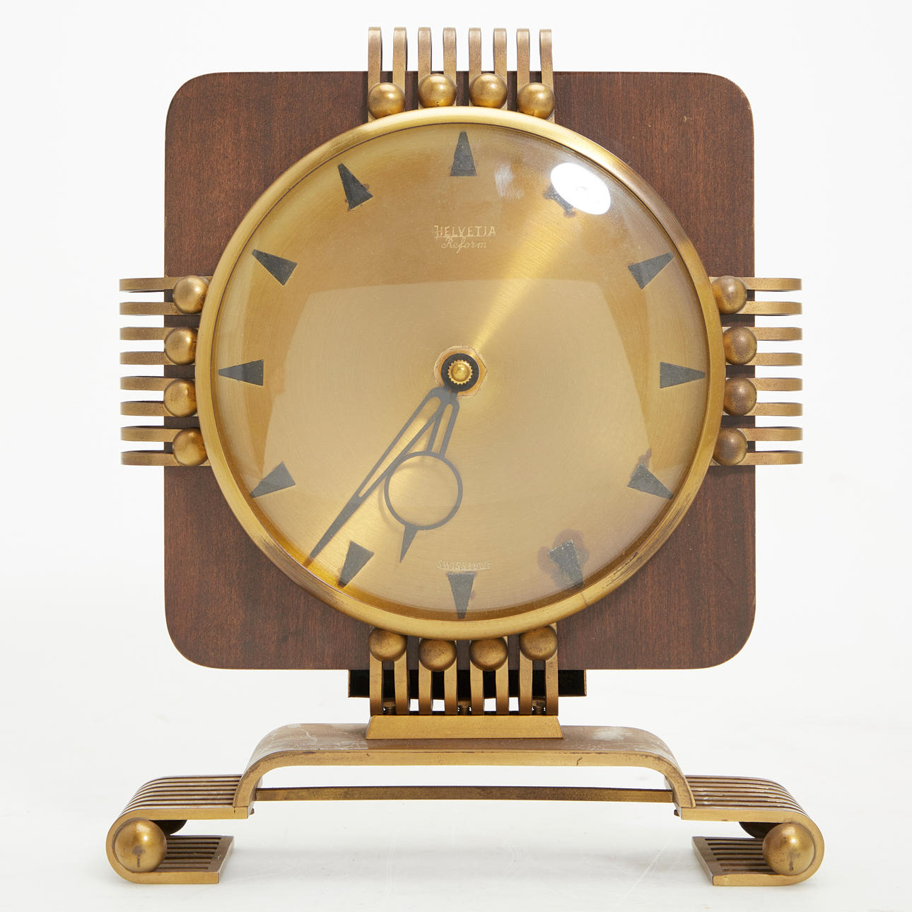 Helvetia, Art Deco table clock / mantel clock, 'Reform' model, brass ...