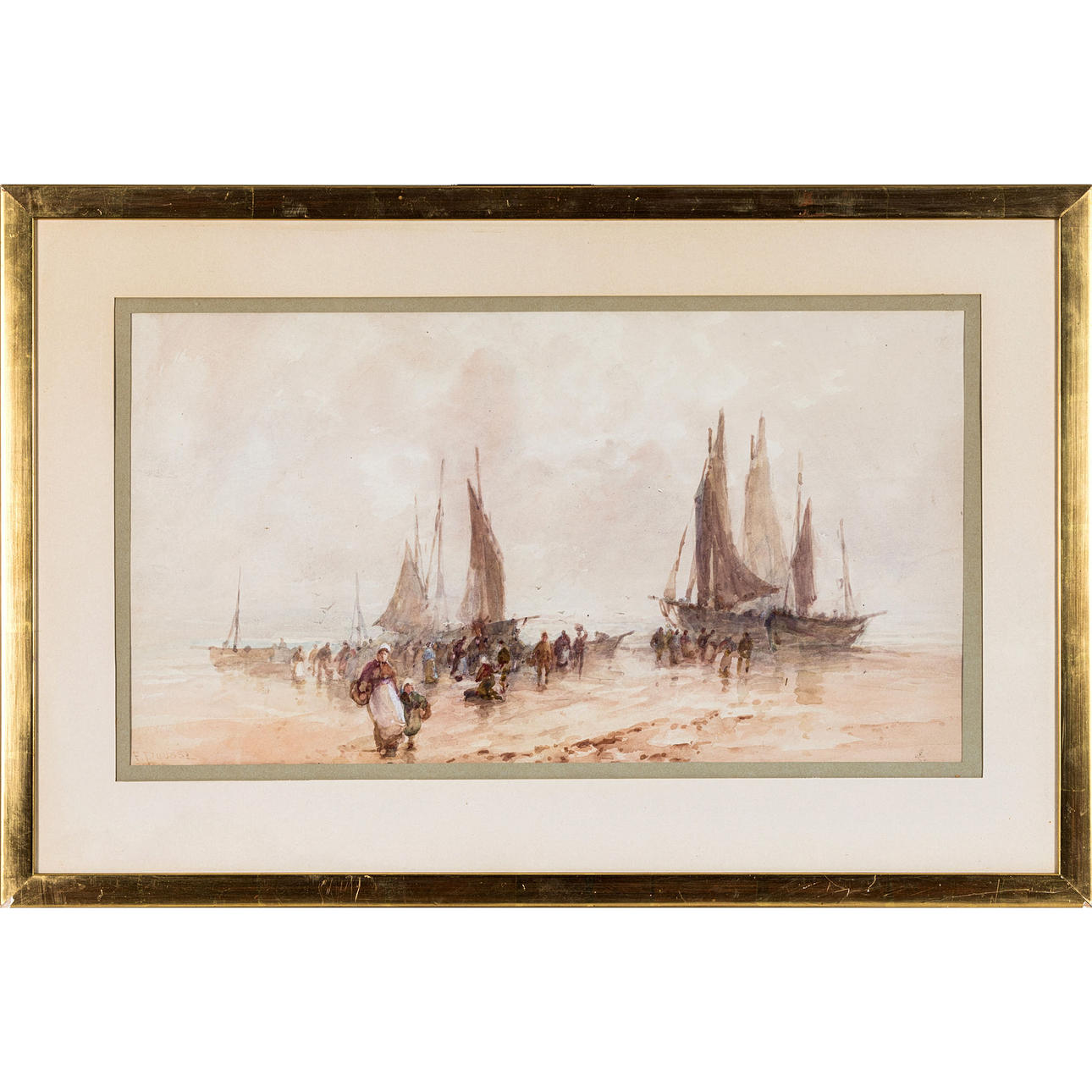 FRANK ROUSSE (verksam ca 1894-1917), Kustscen, akvarell, signerad ...