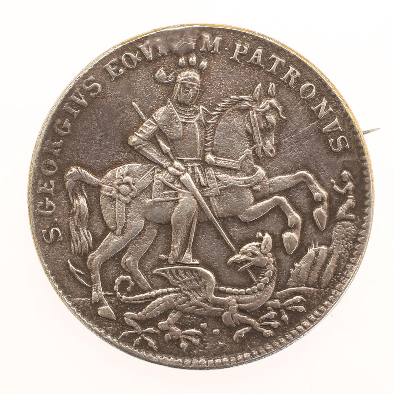 MEDAILLE/BROSCHE, Silber, Heiliger Georg.