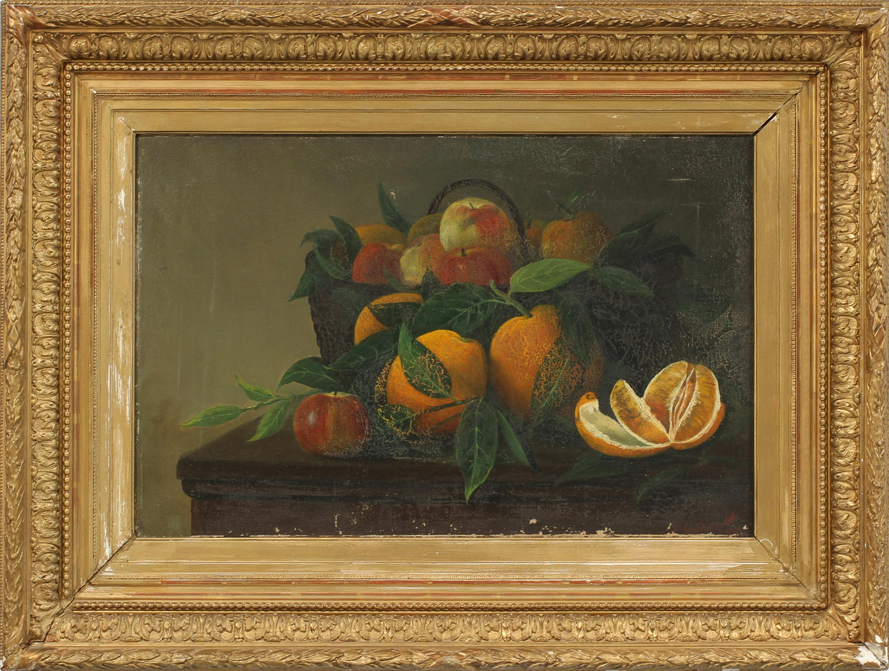 OIDENTIFIERAD KONSTNÄR. Stilleben, Olja på duk, bär otydlig signatur, 1800-tal.