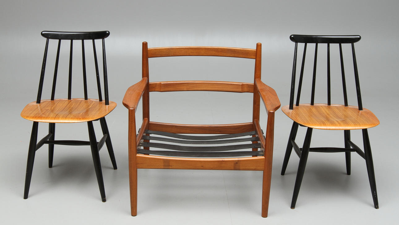 STOLAR, 1 par, "Fanett", Ilmari Tapiovaara, FÅTÖLJ, teak.