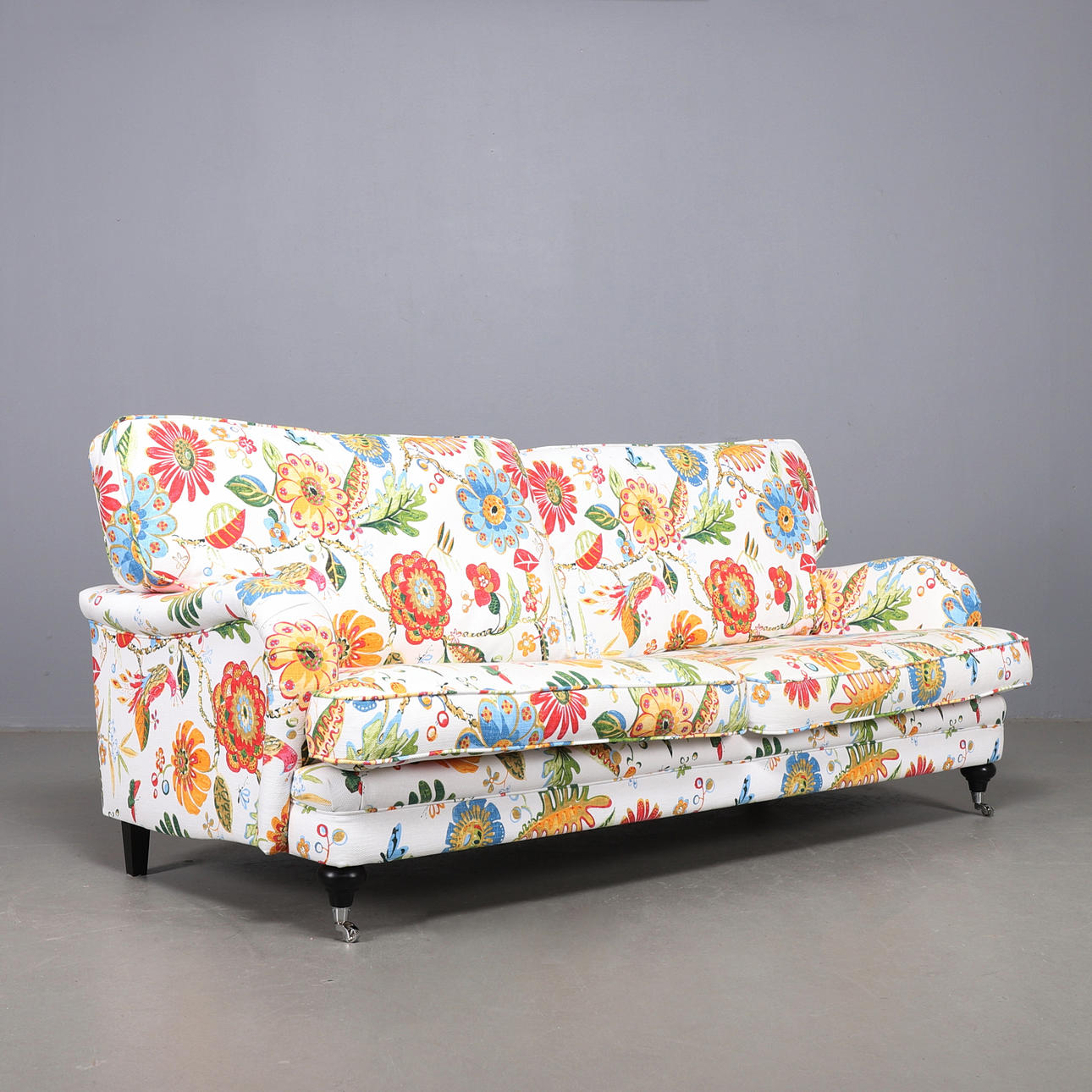 SOFA, tre-personers, blomstret tekstil, 2000'erne.