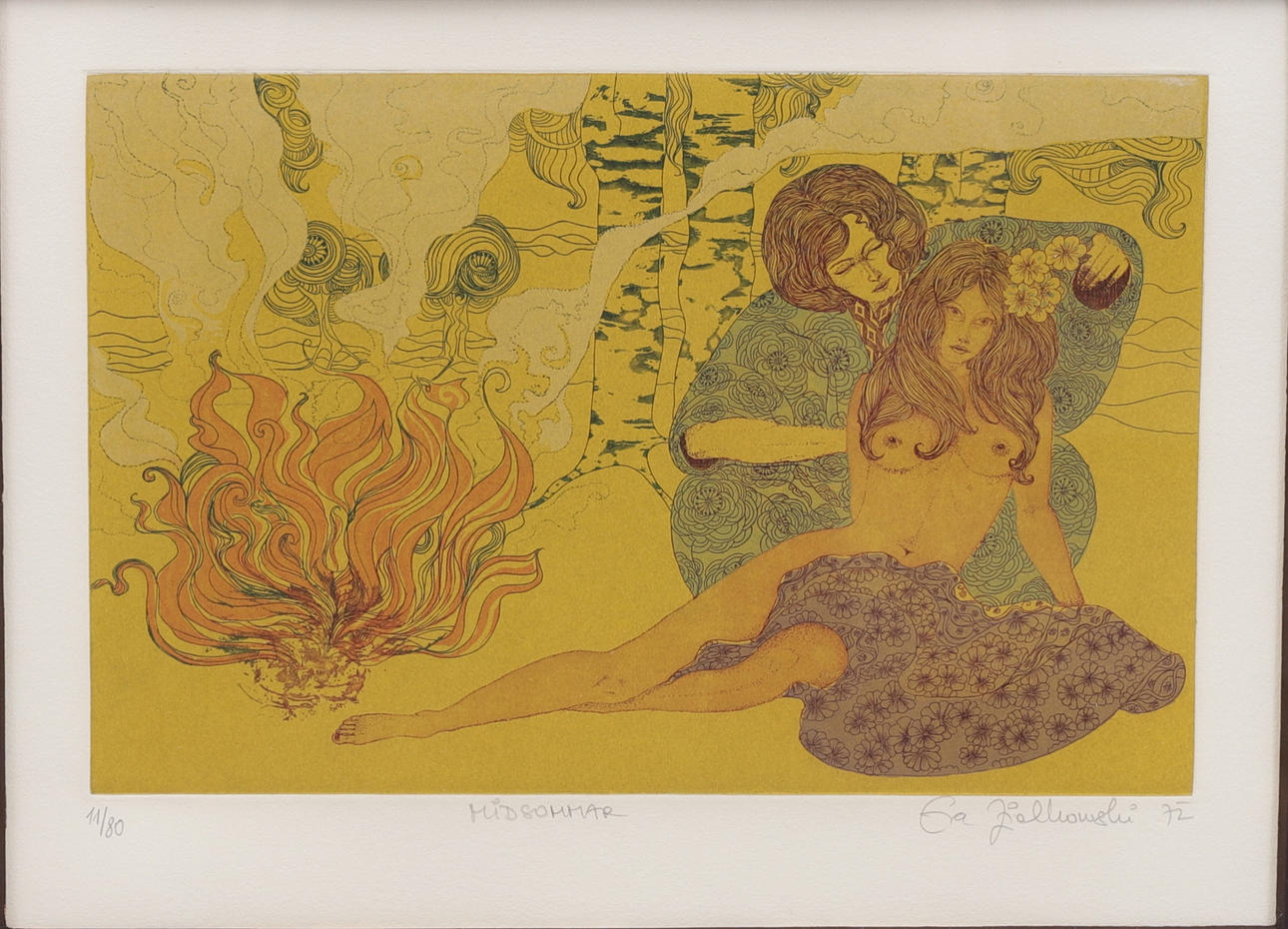 EVA ZIELKOWSKI. "Midsummer", etching, signed and numbered 11/80, dated -72.