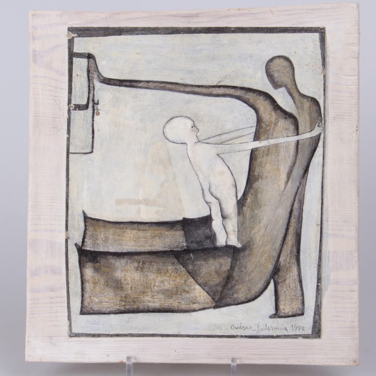 GUDRUN KELLERMAN. blandteknik på papp, signerad och daterad 97.