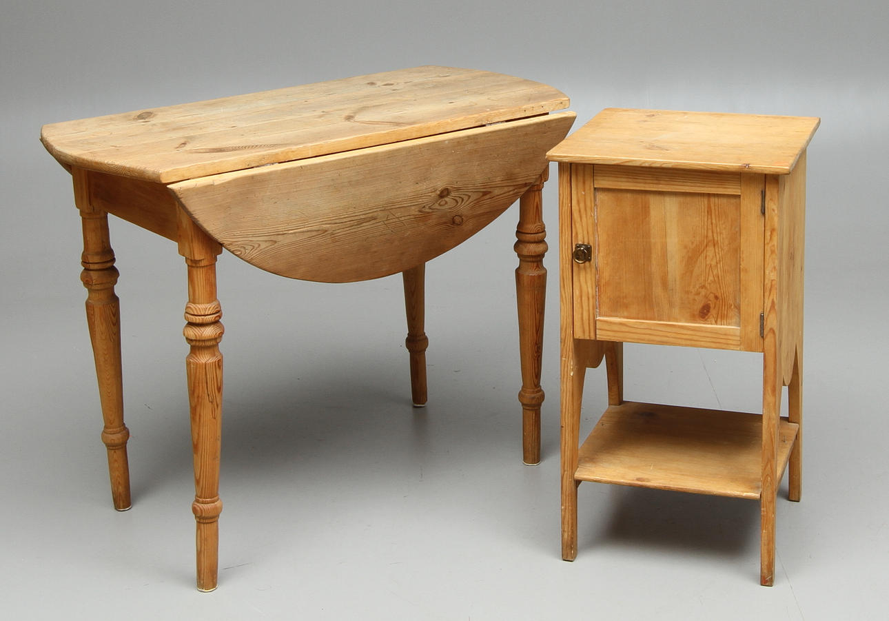 KLAFFBORD samt POTTSKÅP, 1800/1900-tal.