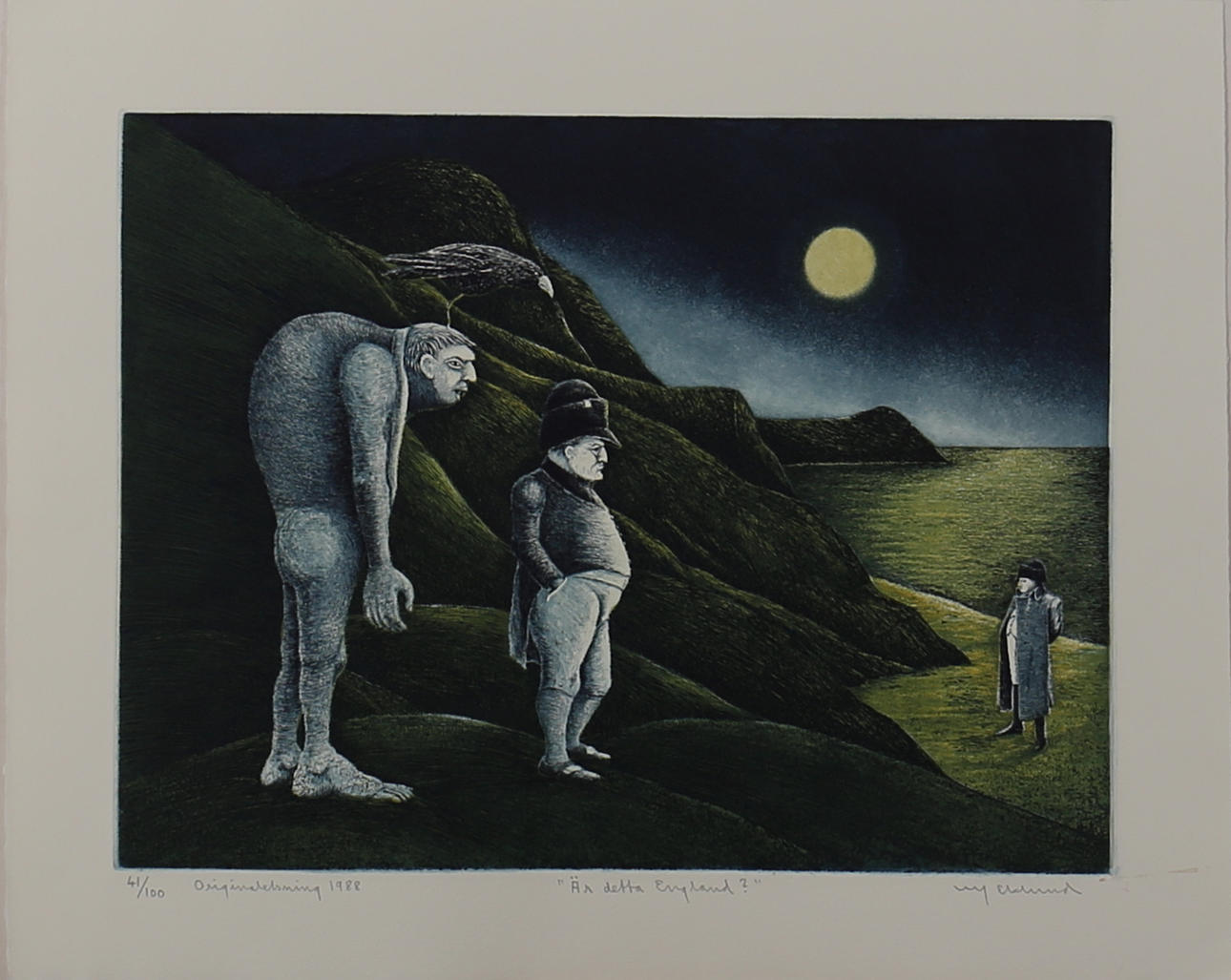 ULF EKLUND. Färgetsning "Är detta England?" Signerad och daterad 1988. Numrerad 41/100.