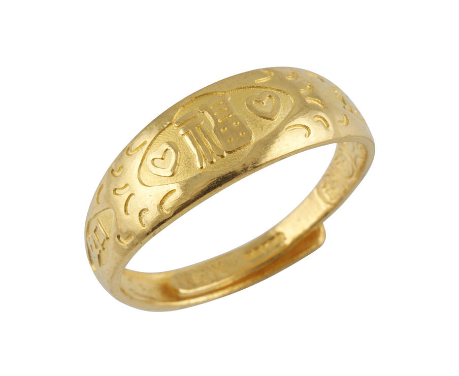 RING 999 gult guld - Kinesiskt - ca. 7,3 g.