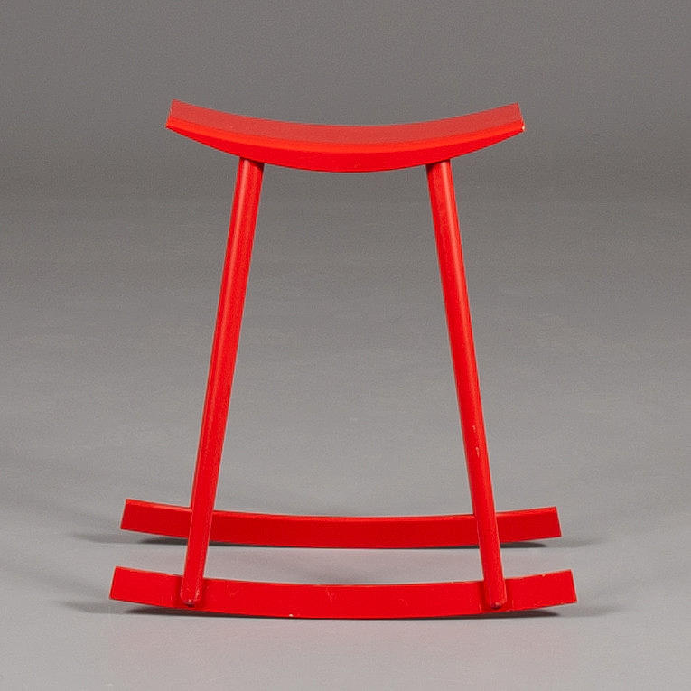 PER SUNDEST. Rocking stool, "Wing", painted birch, Pyra.