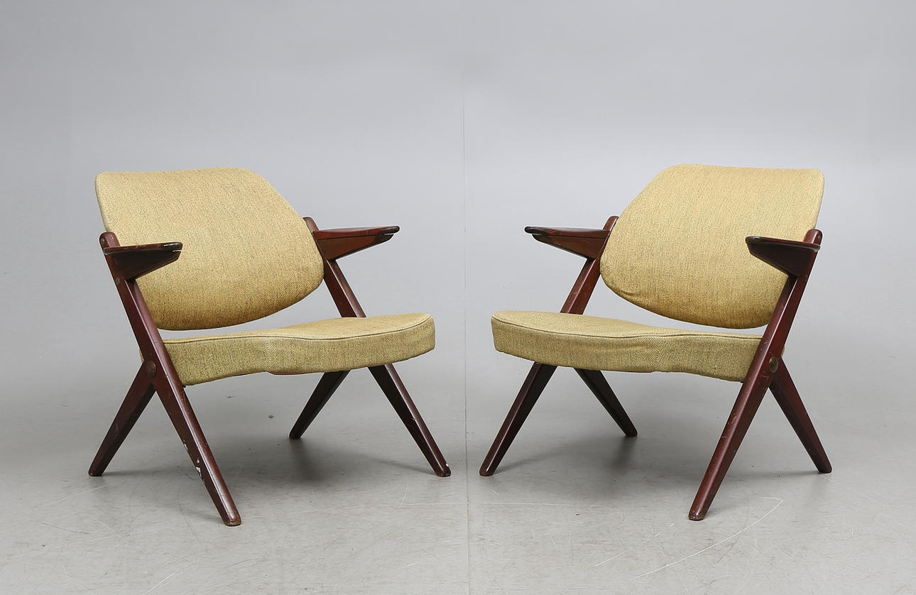 FÅTÖLJER, ett par, ur "Triva"-serien, Bengt Ruda, Nordiska Kompaniet, 1950/60-tal.