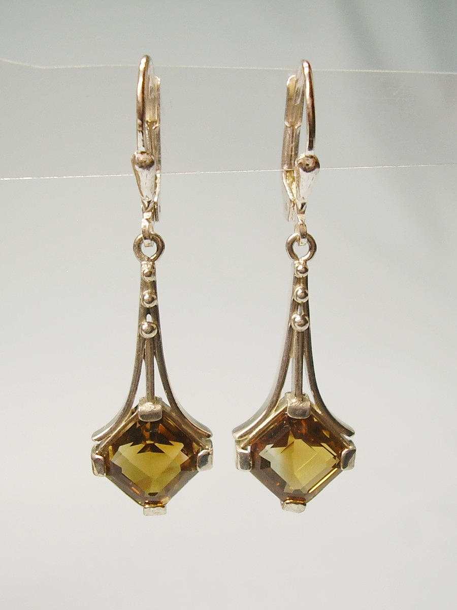 CITRIN OHRRINGE SILBER 935 ART DECO.