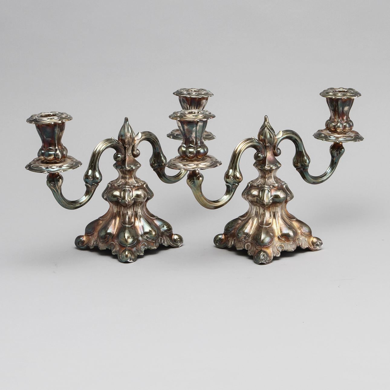 LJUSSTAKAR 1 par, silver, barockstil.