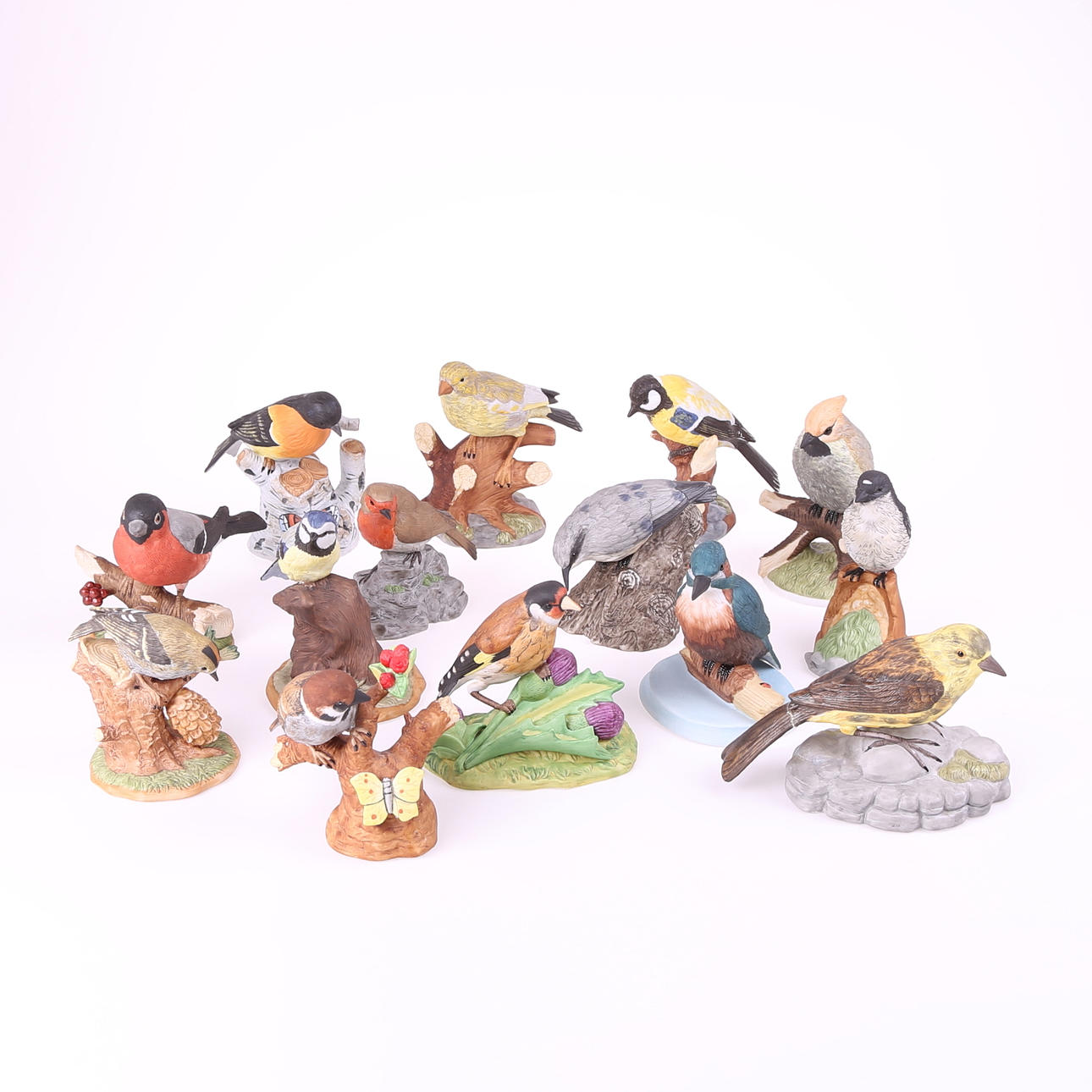 FIGURINER, 14 st, porslin, fåglar, Svenskt Glas.