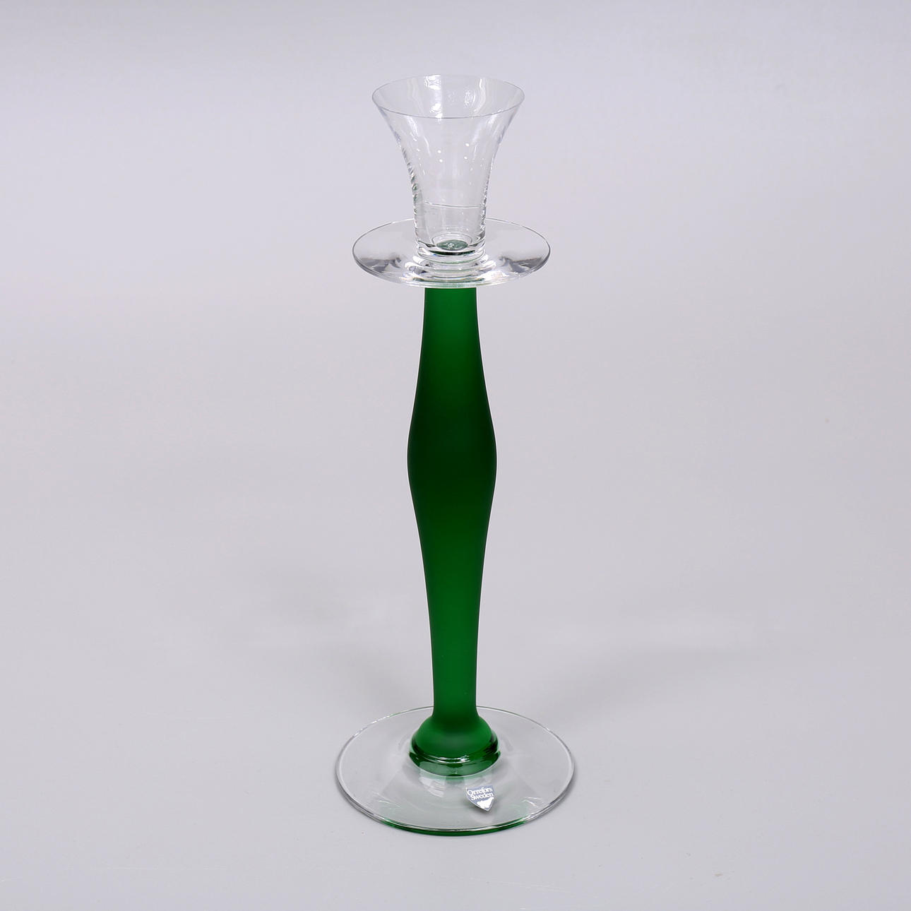 ANNE NILSSON. Leuchter, "Celeste", grün, Orrefors.