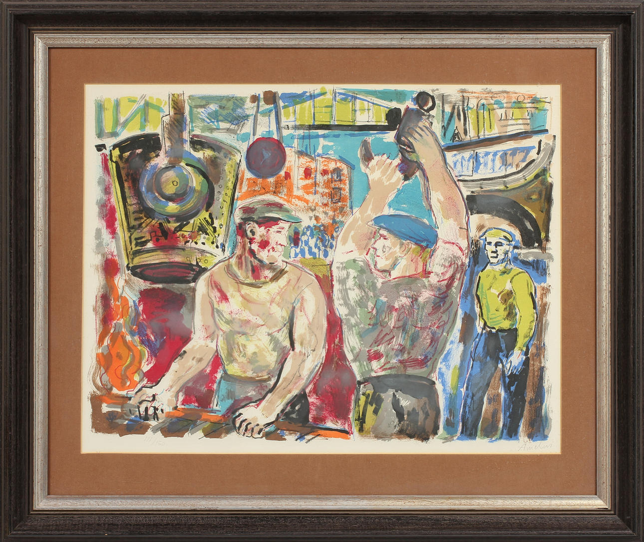 ALBIN AMELIN. Arbetare. Litografi. Signerad och numrerad 111/150.