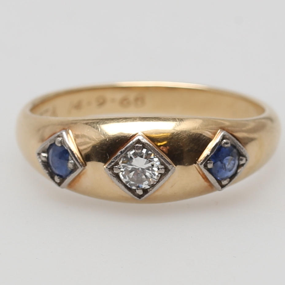 LORDRING 14K GULT GULD MED BRILLIANTLIPAD DIAMANT 0,23 CARAT WESSELTLON VS OCH SAFFIRER.