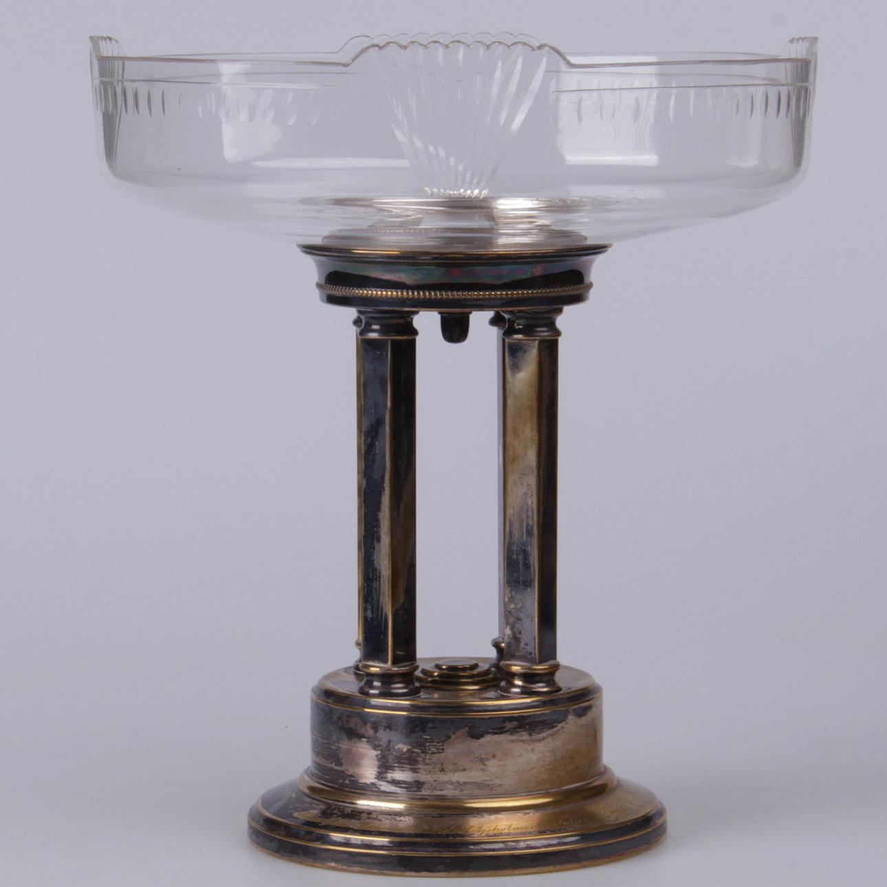 BORDSUPPSATS, nysilver och slipad kristall, CG Hallberg, 1900-tal.