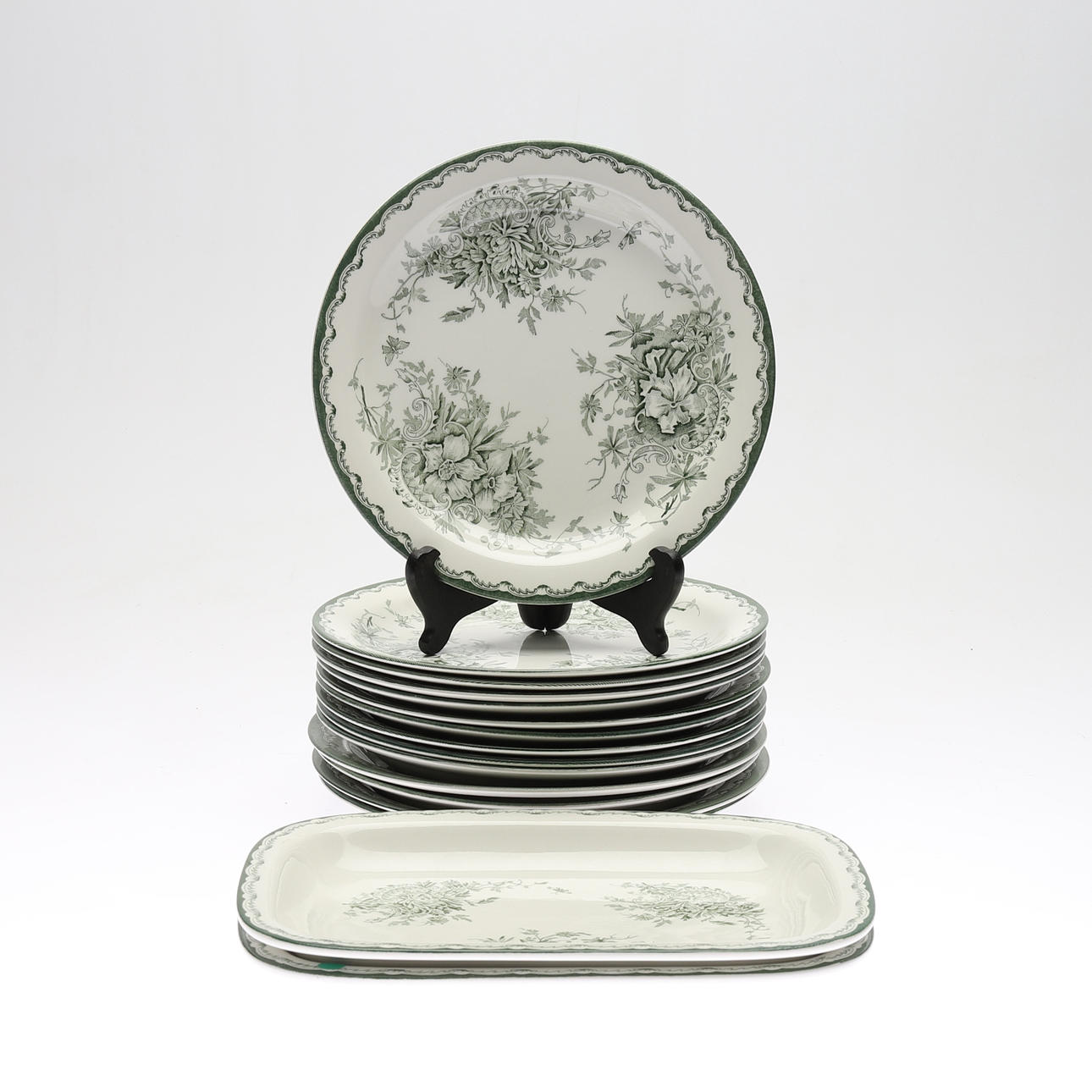 TABLEWARE PARTS, 16 pcs, flintware, "Gröna Anna", Rörstrand.