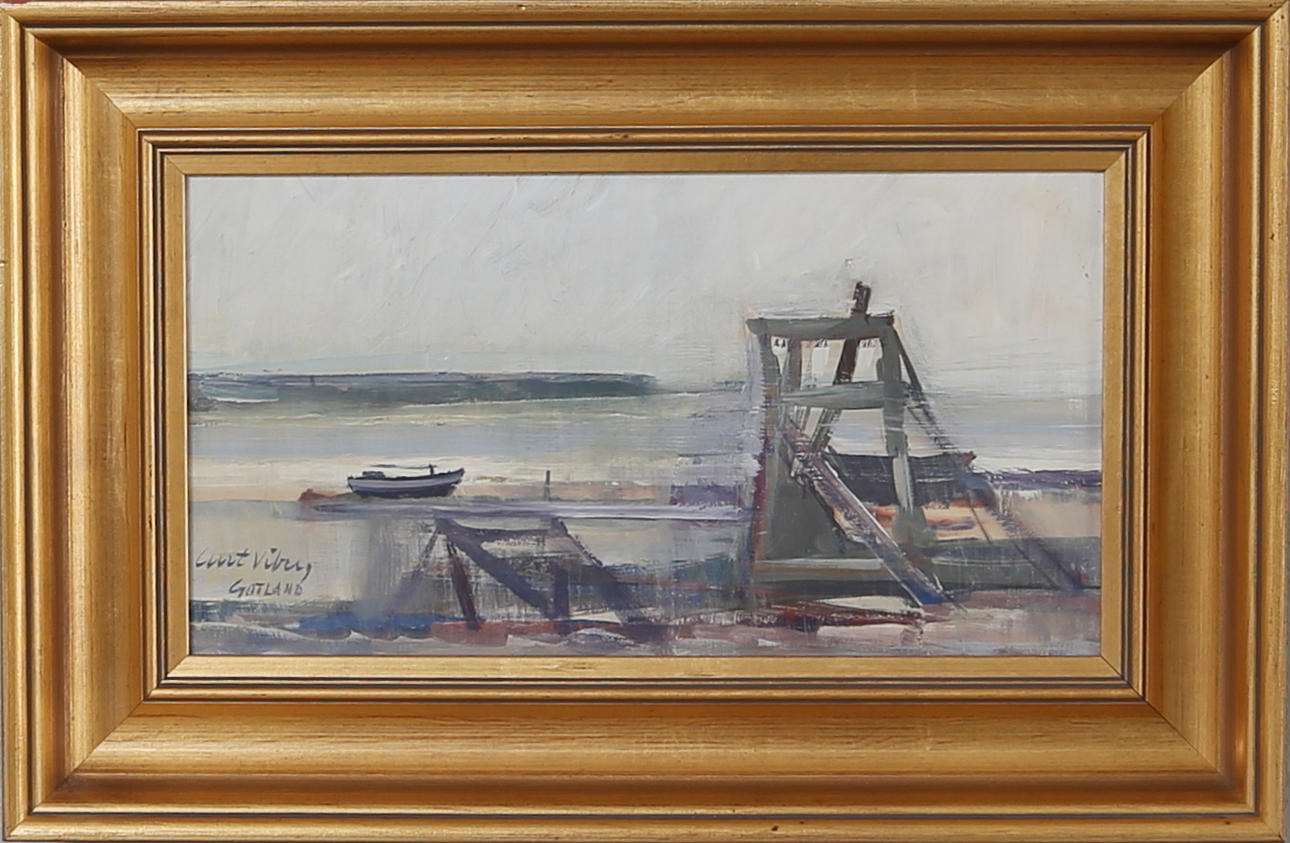 CURT VIBERG. "Gotland", Olja på pannå, signerad Curt Viberg, Gotland.