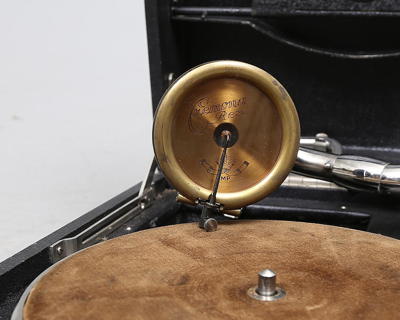 VEVGRAMMOFON med STENKAKOR och stift, Cremona rex.