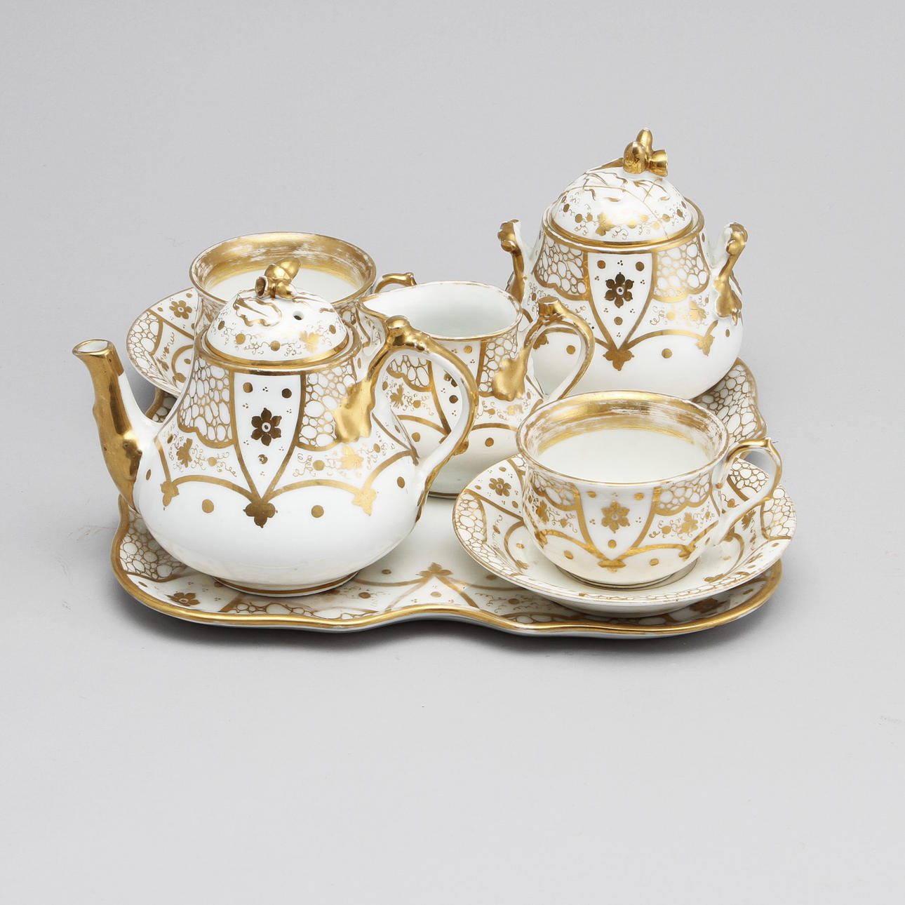 KAFFESERVIS, 6 delar, sk tête à tête, troligen Österrike, senempire, 1800-tal.