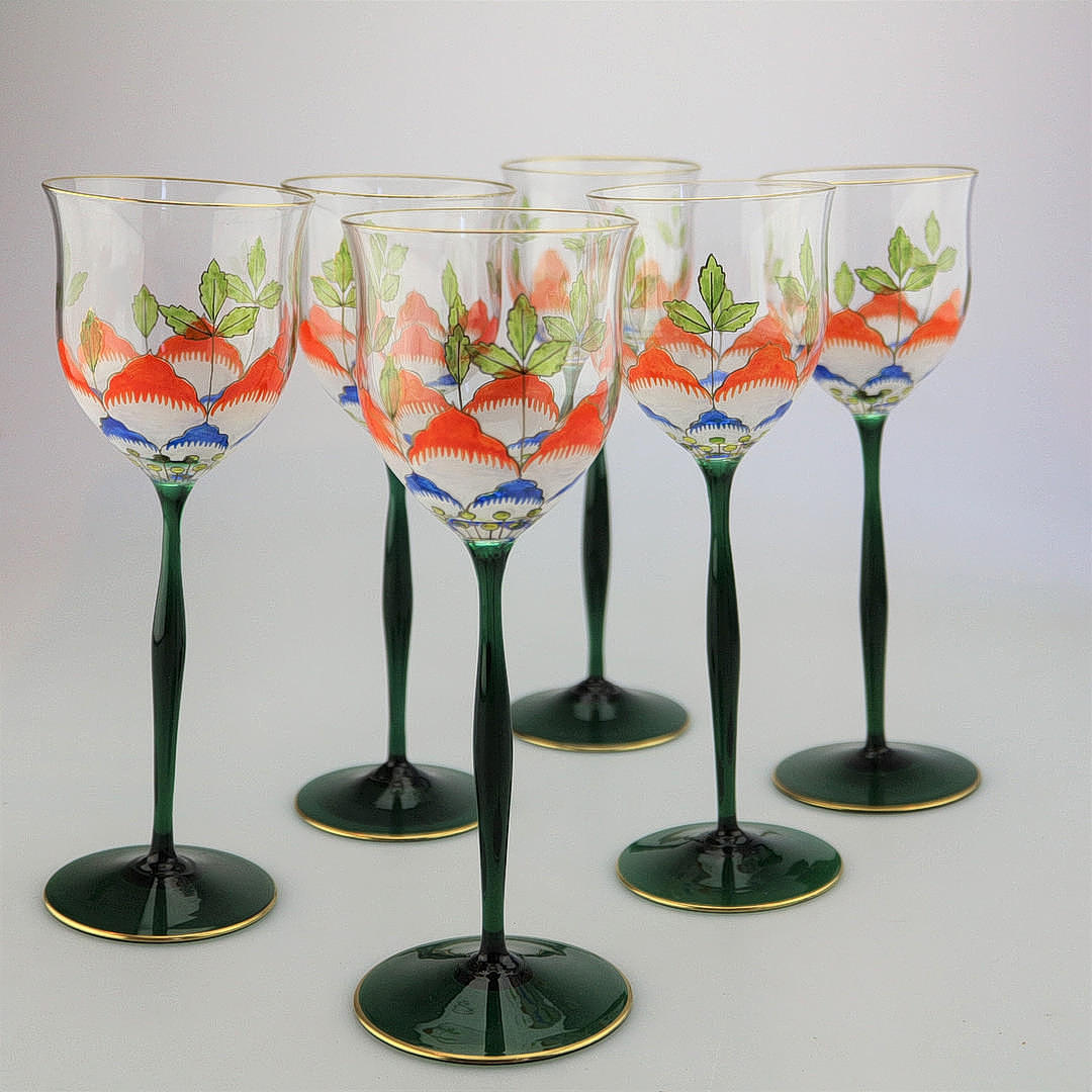 THERESIENTHAL/ZWIESEL GLÄSER SET JUGENDSTIL STIL.