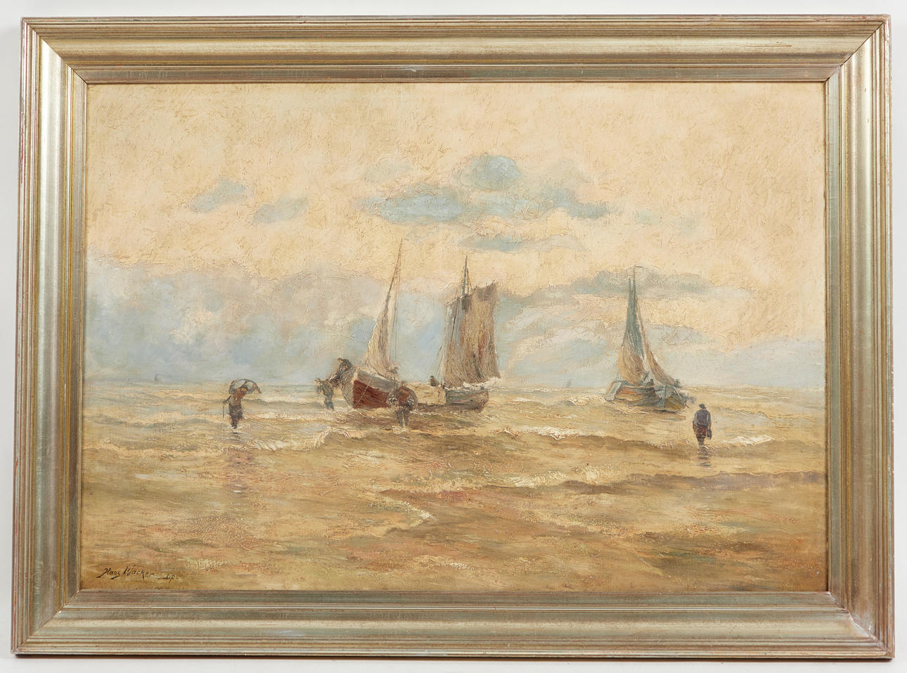 HANS WACKER-ELSEN. Gemälde, Seestück, 19. Jahrhundert.