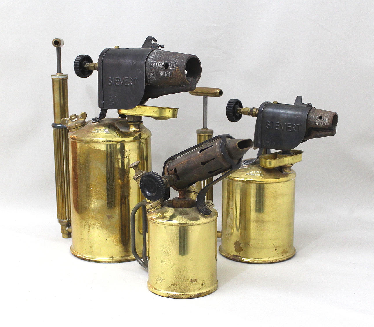 BLÅSLAMPOR 3 stycken, mässing, Sievert, Svenskt.