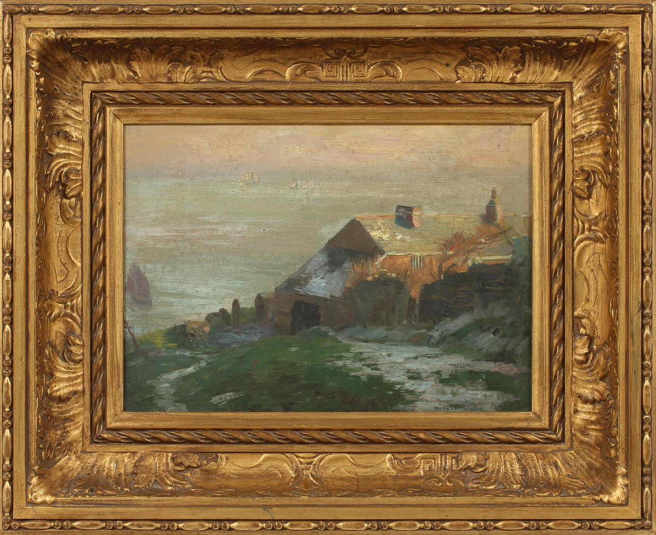 FRANK LEWIS EMANUEL. Olja på pannå, signerad.