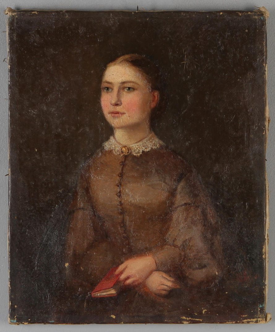 OIDENTIFIERAD KONSTNÄR. Kvinnoporträtt, olja på duk, 1800-tal.