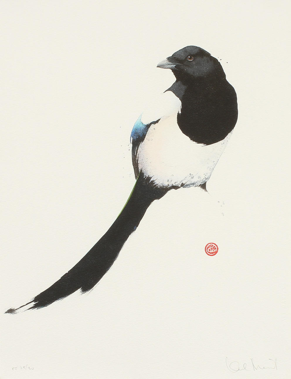 KARL MÅRTENS. Skata. Litografi, Signerad och numrerad 28/30. P.T.