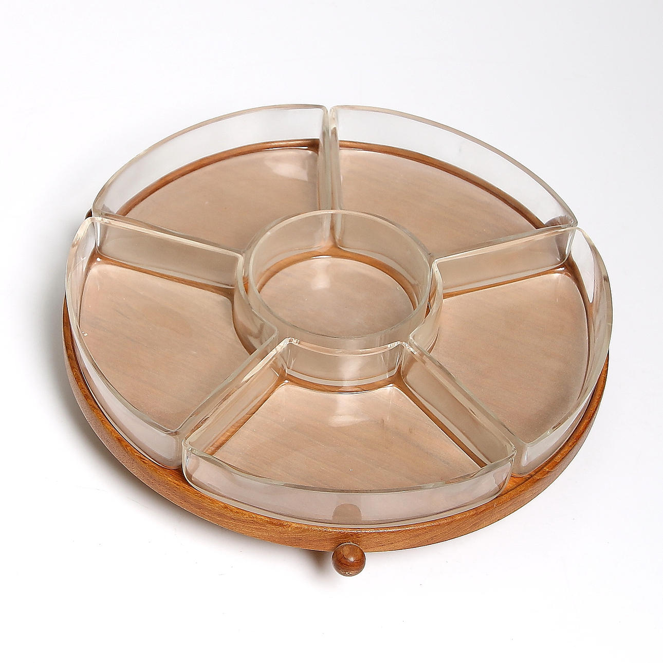 CABARET, 7 delar, teak och glas, 1950/60-tal.