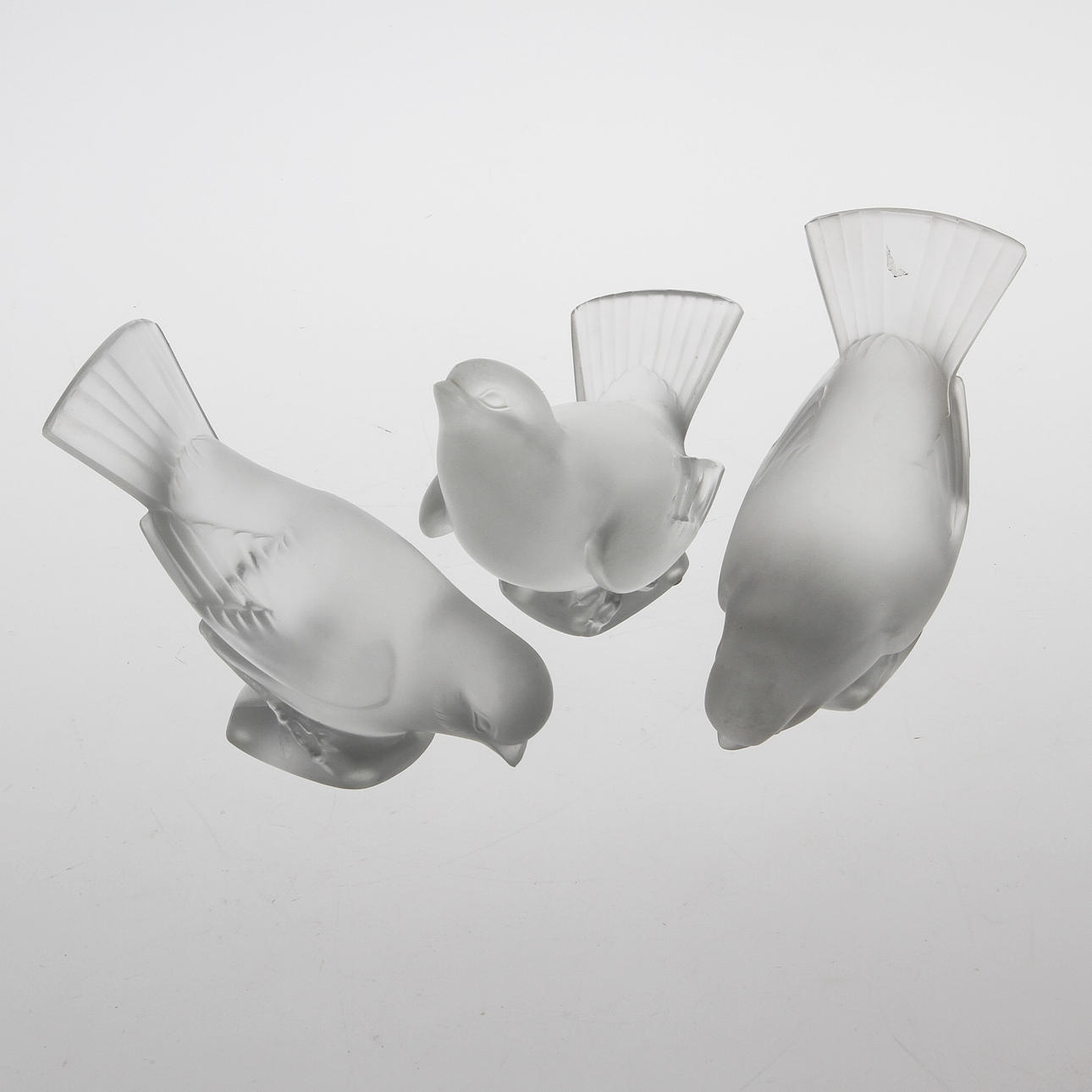 FIGURINER, 3 st, glas, Lalique, France.