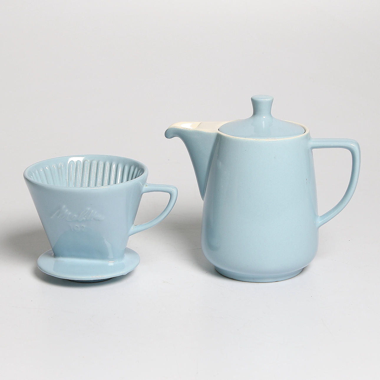 KAFFEBRYGGARE, 2 delar, porslin, "Melitta", Tyskland, 1950-tal.