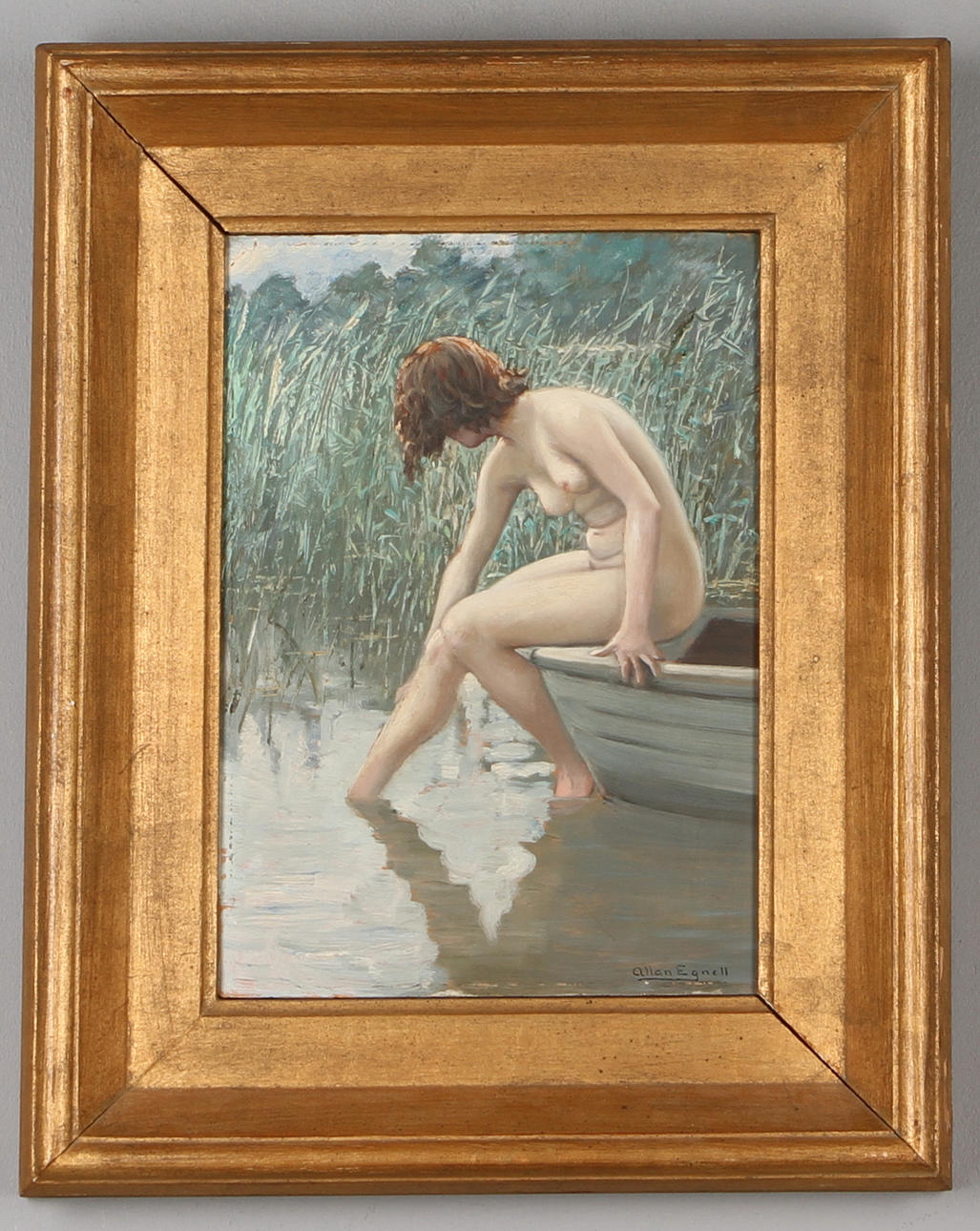 ALLAN EGNELL. Nakenstudie, olja på pannå, signerad.