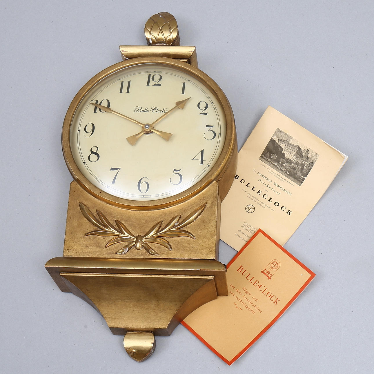 WALL CLOCK, marked Bulle-Clock, Nordiska Kompaniet, 1920s.
