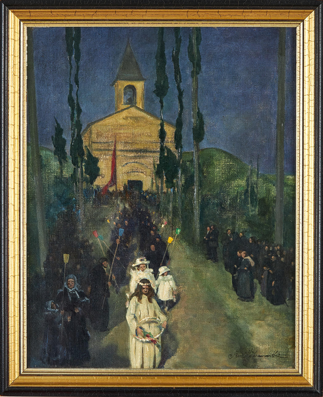BERTHOLD EHRENWERTH. "Legend", signed and dated 1922, with dedication on the back, oil on canvas.