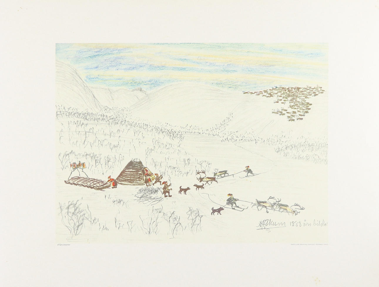 NILS NILSSON SKUM. Print, "Spring Winter", signed in the print.