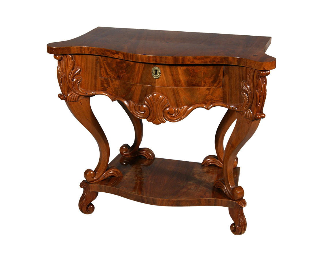 NEO-BAROCK KONSOL. Mahognyfaner Sent 1800-tal.