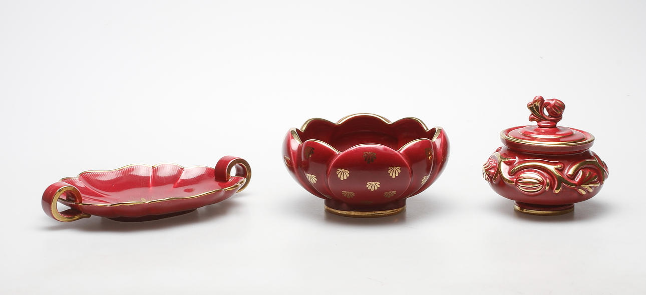 SKÅL, FAT samt LOCKSKÅL, "Röd Rubin, Arthur Percy, Gefle.