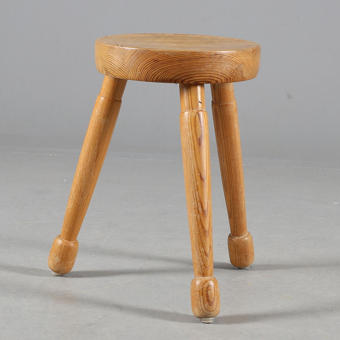 Stool, pine, hand-turned, signed Forsanker -76..