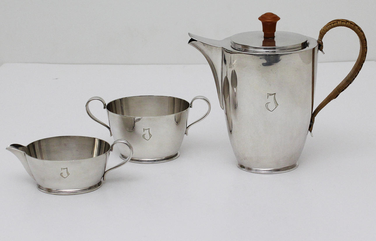 Kaffeservis (3), nysilver, C.G.Hallberg. 1900-talets mitt.