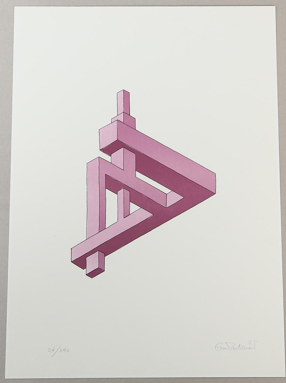 OSCAR REUTERSVÄRD. Impossible figure, lithograph, signed.