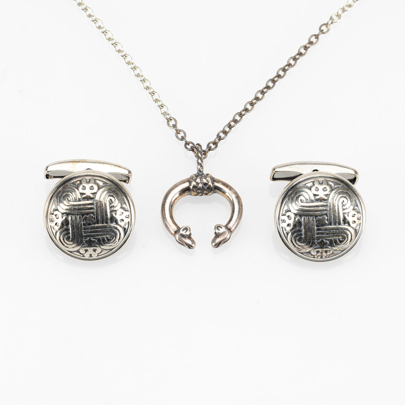 PENDANT and CUFFLINKS, silver, Kalevala Koru, Elk.