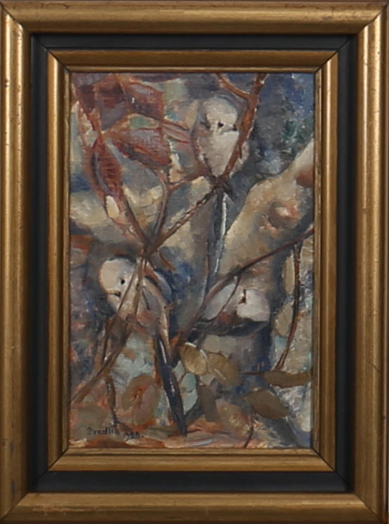 TOR OTTO FREDLIN. Fåglar. Olja på pannå. Signerad Fredlin och daterad 1928.