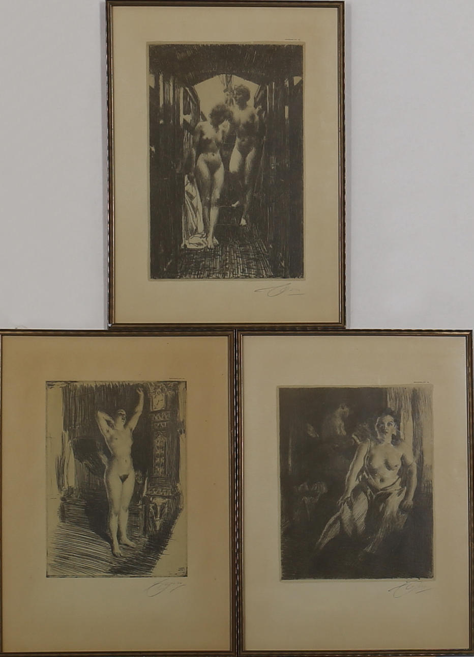 PARTI KONST 3 st, Modeller, Litografiska tryck. Signerad Zorn i trycken.