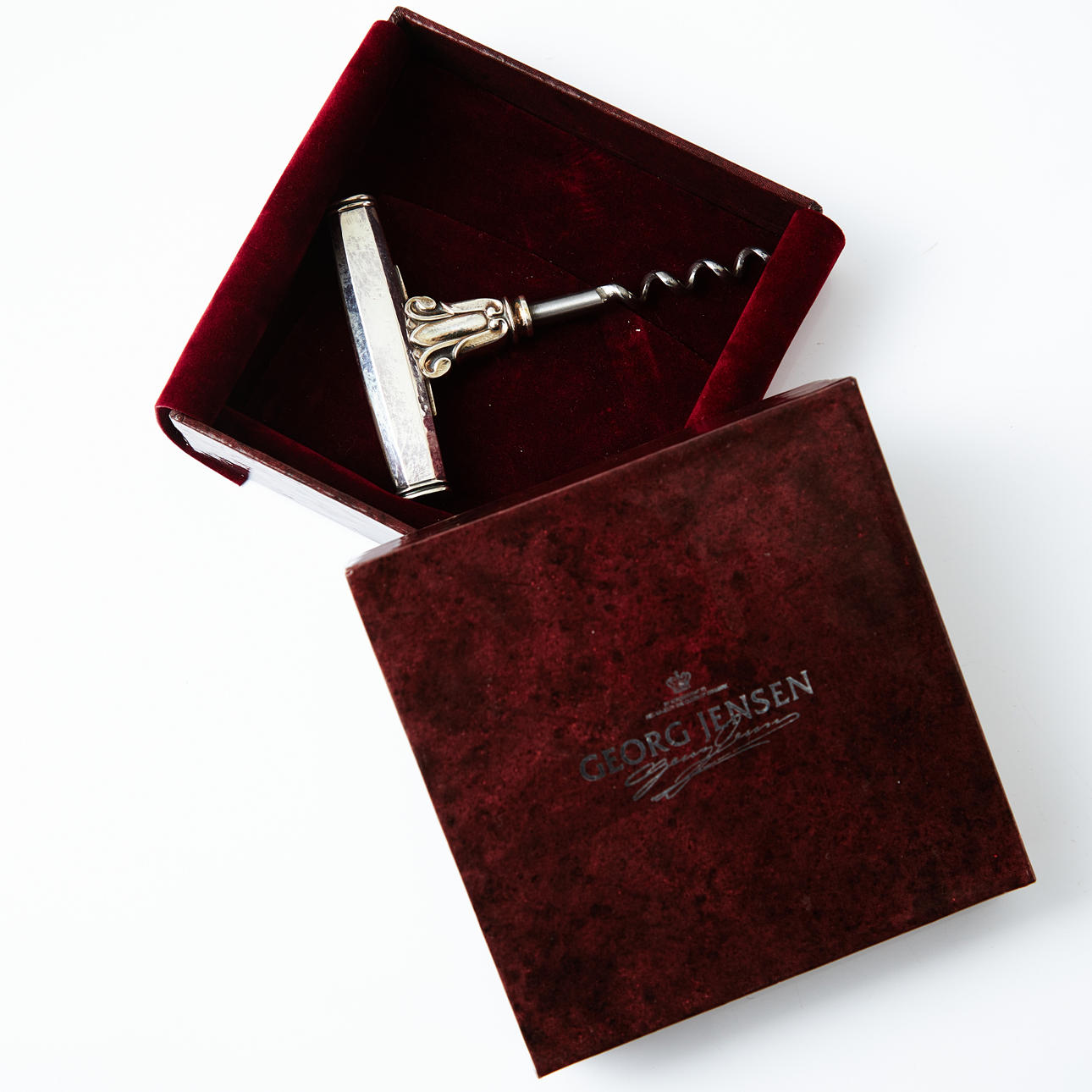 GEORG JENSEN. Korkenzieher, Sterlingsilber, Liliendekor.