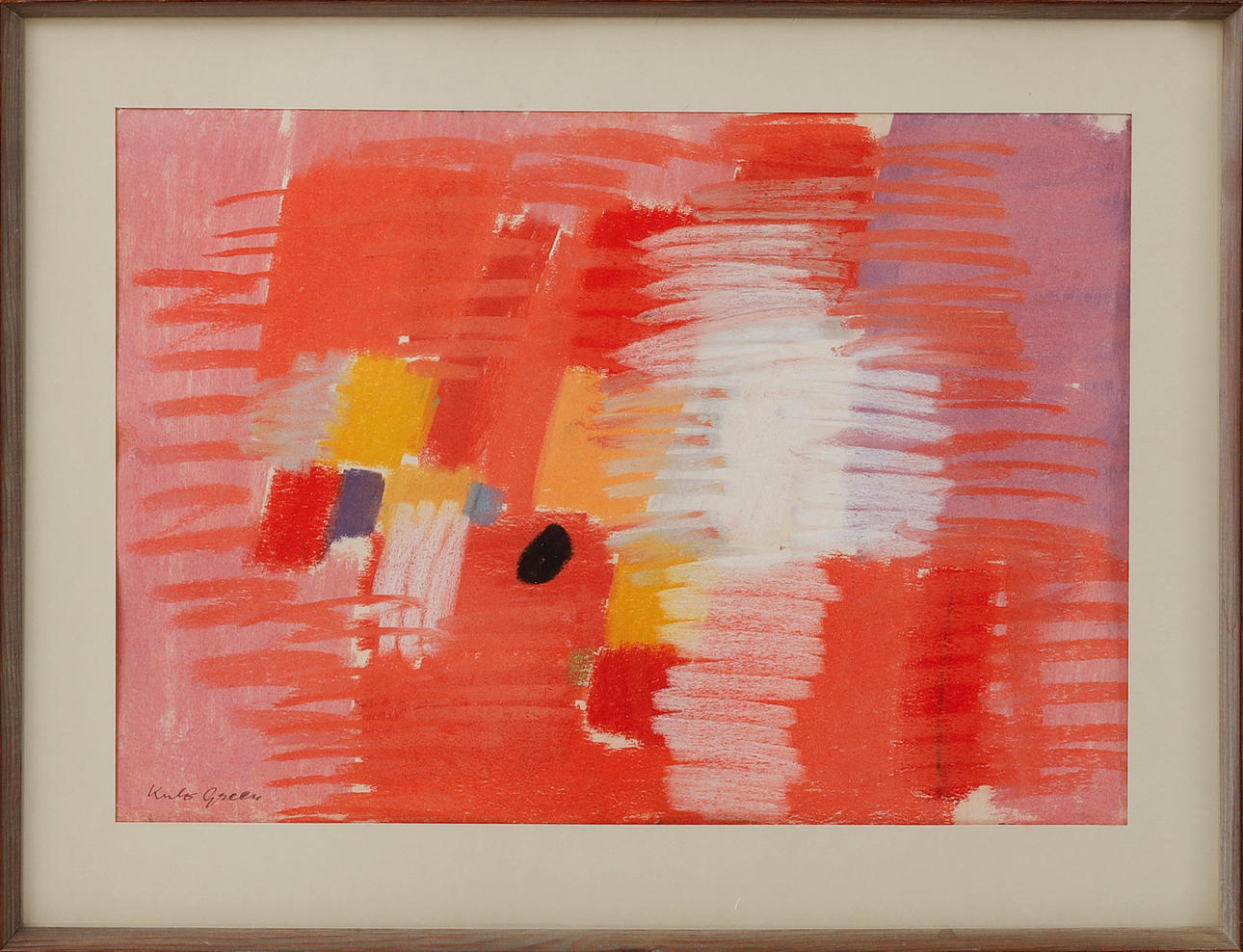 KULO GREEN. Abstract composition, pastel, signed.