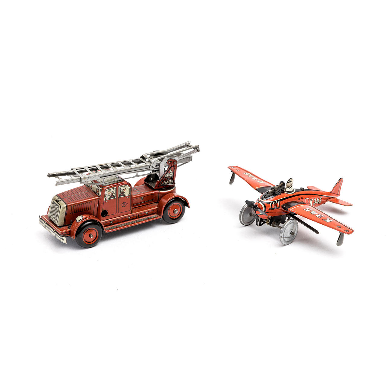TOY PLANE & TOY FIRE ENGINE, CKO Kellermann, 1930s/40s.