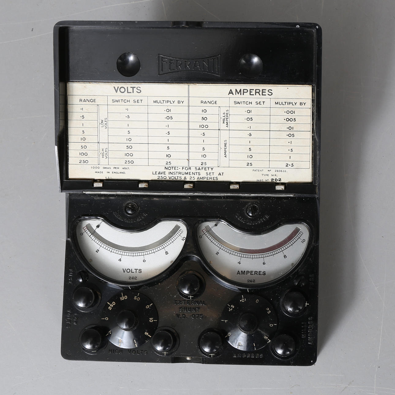 FERRANTI, Volt/Ampere type MR, 1920s, England.