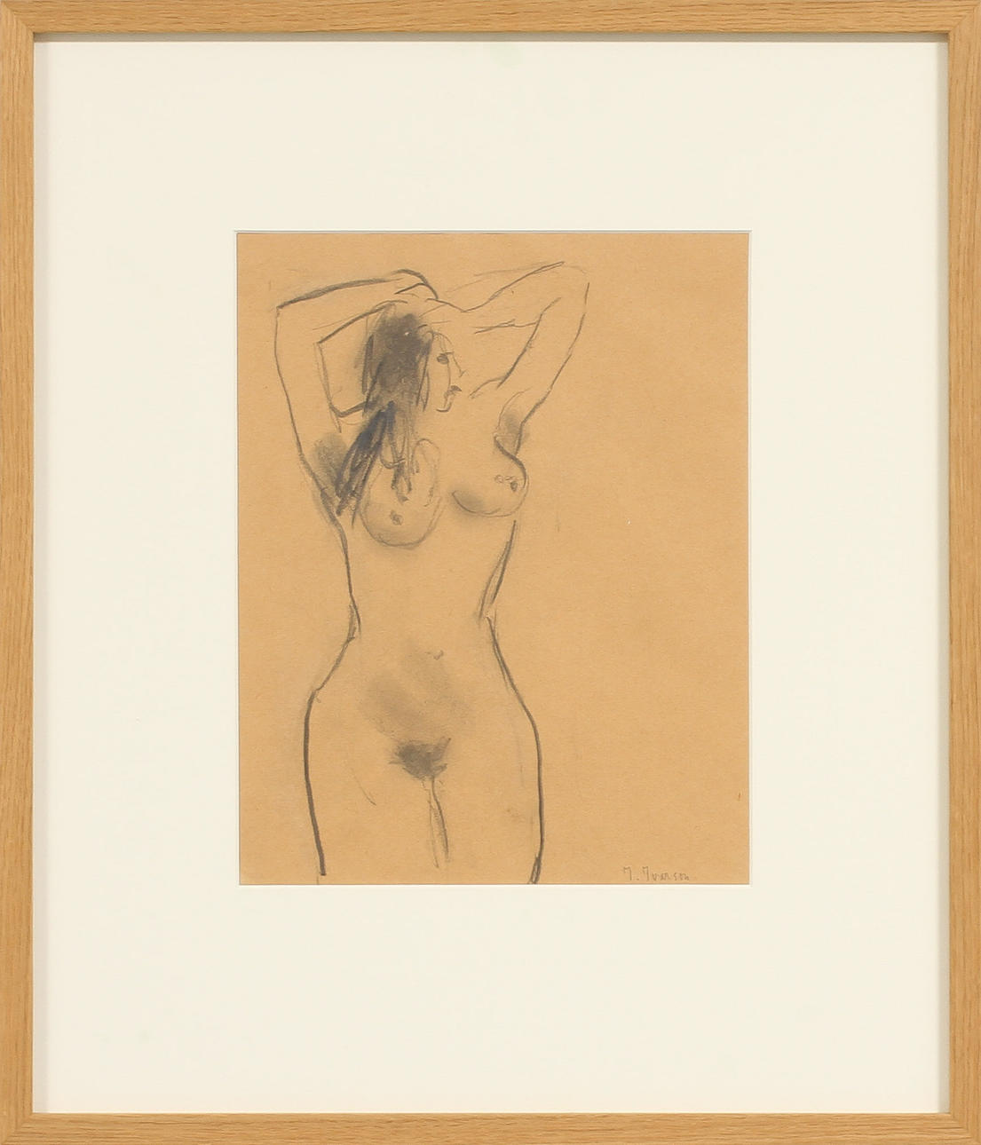 IVAN IVARSON. Stående modell, blyertsteckning, sign.
